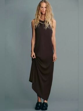 Zara Brown Sleeveless Maxi Dress